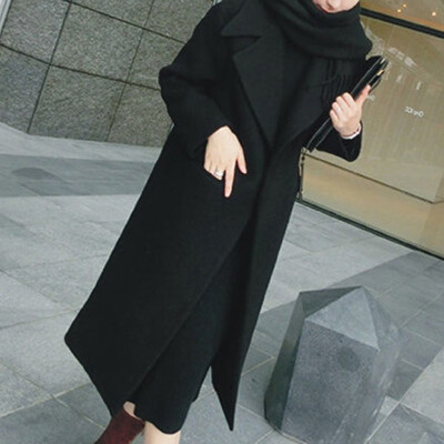 

Tailored Women Winter Warm Trench Long Coat Outwear Lapel Wool Jacket Overcoat Plus