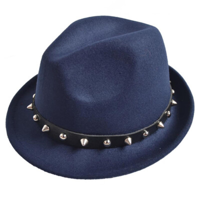 

Styles Unisex Women Men Trilby Jazz Hat Woolen Pork Pie Hat With Belt And Rivet