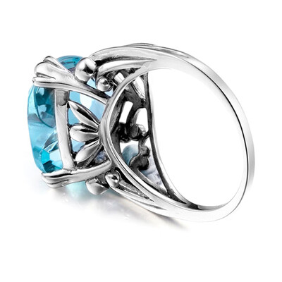 

Heart Aquamarine Topaz Women 925 Silver Beauty Jewelry Wedding Ring Size 6-10