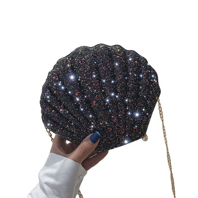 

Fashion Women Shiny Sequins Faux Pearl Shell Chain Shoulder Bag Crossbody Pouch