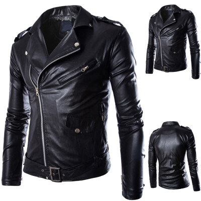 

Gobestart Fashion Mens Autumn Winter Casual Leather Zipper Long Sleeve Jacket Coat Tops