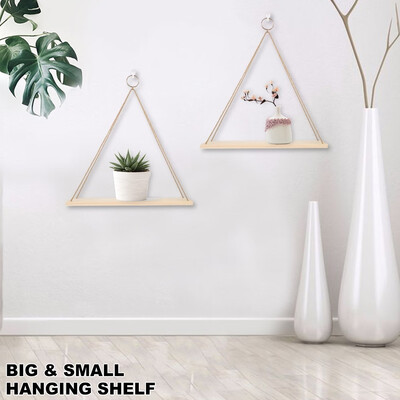 

Solid Wood Rope Wall Shelf Vintage Floating Storage Rack Home Decoration