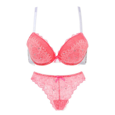 

Women Sexy Push Up Bras Sets Sexy Lace Floral Embroidered Padded Intimates Bras Seamless G-String Panties Suits