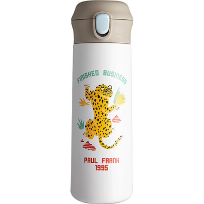 

Big mouth monkey Paul Frank mug portable business boys&girls car student couple cups one button bullet cover children 316 stainless steel cup 500ml gray white PFD056