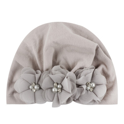 

Fashion Soft Baby Caps Fashion Pearl Floral Design Girls Boys Caps Baby Hat Infant Turban Elastic Cap 1-3T