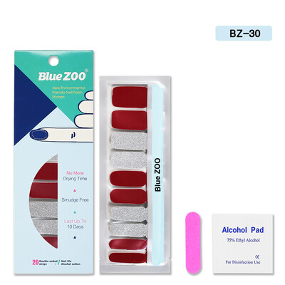

Blue ZOO 20PcsSheet Nail Polish Stickers with 1Pcs Nail File Solid Color Shine Full Wraps Nail Art Adhesive Decals