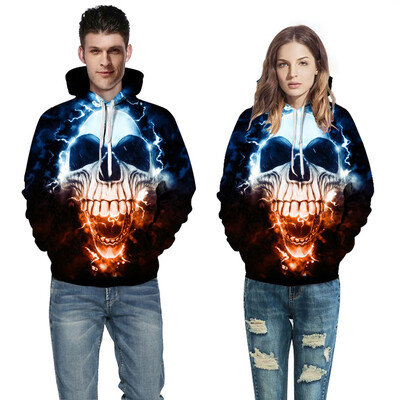 

Toponeto Couples Scary Halloween 3D Printed Party Long Sleeve Hoodie Top Sweatshirt