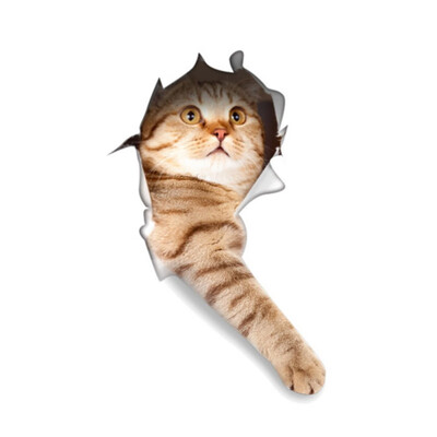 

Cat Vivid 3d Smashed Switch Wall Sticker Bathroom Toilet Kitchen Decorative Decals Funny Animals Decor Poster Pvc Mural Art