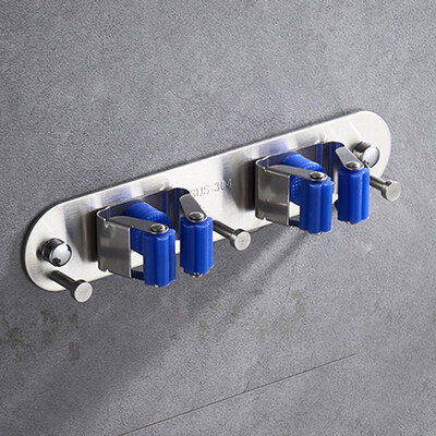 

Racks Stainless Steel Mop Holder Wall Mounted Hooks Brush Broom Hanger Clip