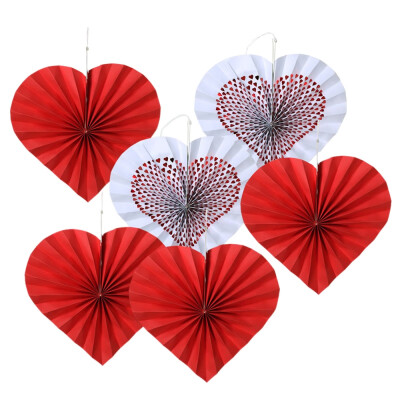 

6PCS Red Love Paper Fan Decoration Colorful Hanging Paper Fans Party Decorations Supplies Decoracion Decoracao Bloemen Decoratie