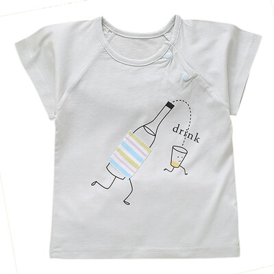 

Baby boy girl summer bamboo shirt fiber short-sleeved T-shirt new children printing patch T-shirt