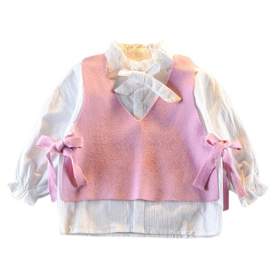 

Autumn Winter Fashion Cute Girls Sweaters Korean Bow Cotton Long-Sleeved Sweater Baby Girl Clothes