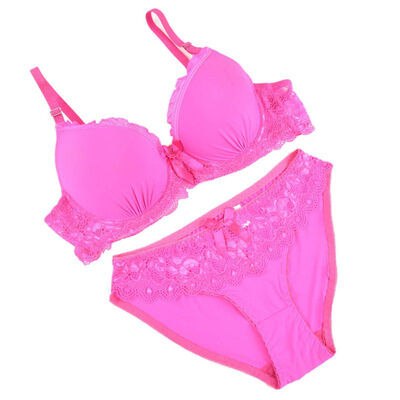 

ROPALIA New Solid Lace Bra Brief Sets Sexy Underwear Women Push Up Female Bra