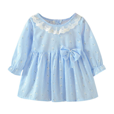 

Autumn kids Dress Baby Girls Long Flare Sleeve Floral Print Dress Kids Princess Pageant Dresses Clothes 0-4Y