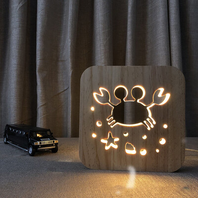 

Gobestart Wooden LED Night Light Animale Dog Paw Cat Lion Pet Shaped 3D USB Desk Lamp