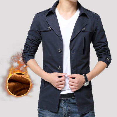 

Toponeto Mens Autumn Winter Casual Fashion Pure Color Jacket Button Outwear Coat Tops