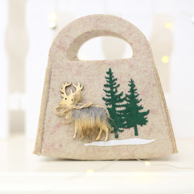 

Gobestart Christmas Felt Candy Bag Portable Christmas Elk Pattern Gift Home Decor Pouch