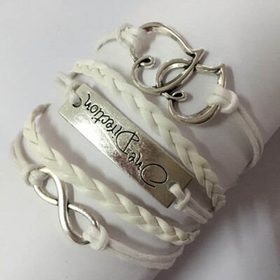 

Fashion Leather Butterflies Bracelet Friendship Charm Braided Wristband Bracelet
