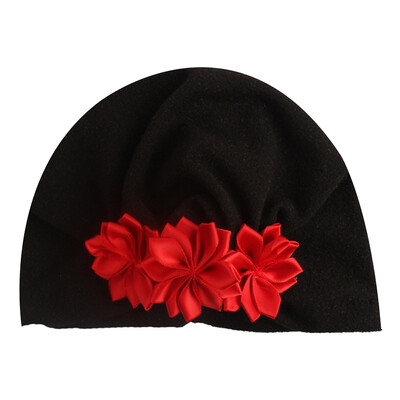 

Hot Sale Summer New Sweet Baby Girl Hat Comfortable Breathable Solid Color With Flower Candy Color Baby Turban Elastic Cap