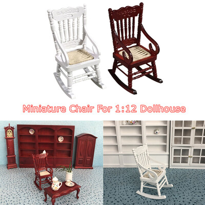 

YIWULA112 Doll house Furniture Miniature Wooden Rocking Chair Kids Pretend Play Toy