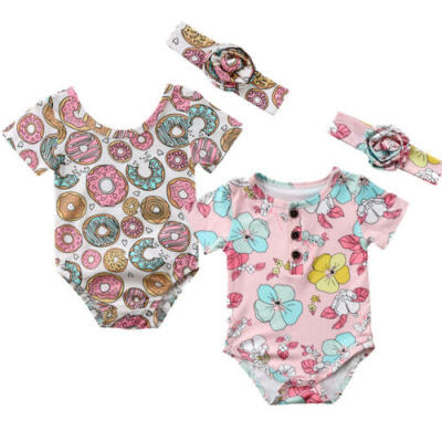 

Doughnut Newborn Kids Baby Girl Flower Romper Jumpsuit Clothes Outfits Summer US