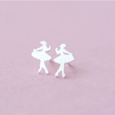 

Gift Women Faddish Dancer Dancing Silver Stud Accessaries Dating Accessory 1 Ballet Sterling 925 Ballerina Earrings