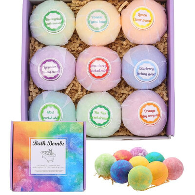 

9pcs Bath Salt balls Bombs Body Cleaner Multi-color Spa Essential Oils Bath Bomb Kit Moisturizing Dry Skin Aromatic Odor