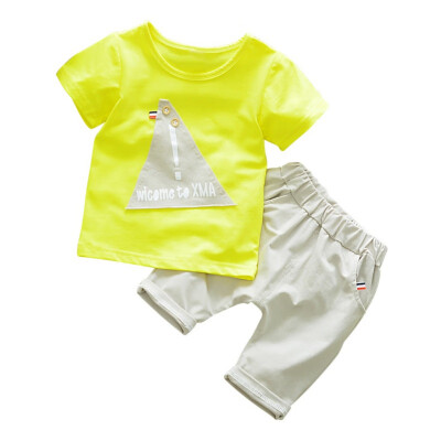 

Baby Clothes Set Summer T-shirt Tops Casual Pants Suit Kids Boy Trousers Fashion Costume 2PCs