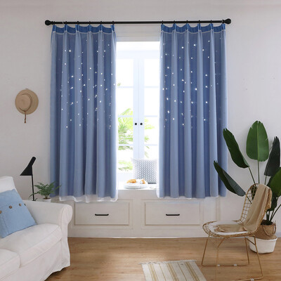 

Toponeto Starry Sky Sheer Curtain Tulle Window Treatment Voile Drape Valance Double-deck