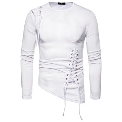 

Toponeto Fashion Men Drawstring Casual Solid Long Sleeve O- Neck Tops Blouse T-Shirts