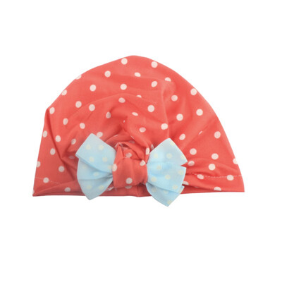 

New Baby Cotton Hat For Girls Boys Newborn Dot Printed Bowknot Hats Accessories Photography Props