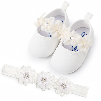 

Infant Girl Shoes Baby Girl Infants Flower Princess Cute Shoes with Headwear Headband Photography Props Sweet Set 0-18M