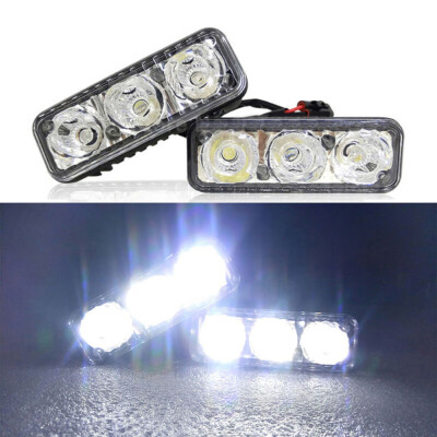 

2x 3-LED 12V Super White High Power Car SUV DRL Daytime Running Light Universal