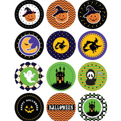 

New Halloween Pumpkin Ghost Round Handmade Diy Gift Stickers