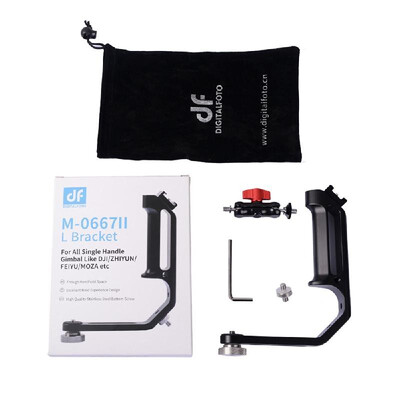 

DF DIGITALFOTO -0667II Universal L Bracket with Cold Shoe Mount for DJI Zhiyun FeiyuTech MOZA&More Single Handle Gimbals