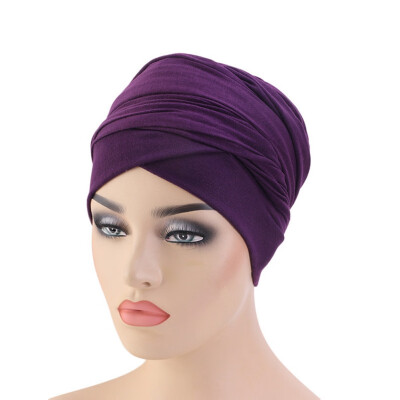 

Women Muslim Velvet Long Tail Cap Scarf Head Shawls Warp Turban Scaves Hat