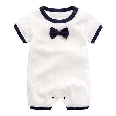 

Summer short-sleeved romper hundred days baby cotton clothes gentleman newborn romper for 0-18M