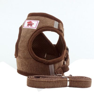 

Pet Dogs Vest Harness Square Corduroy Protective Type Off-The-Shelf Design Pet Chest Strap With Traction Rope