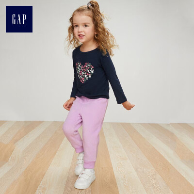 

GAP flagship store baby girl plus cashmere casual pants 307655 baby children fleece pants purple 100cm 3T