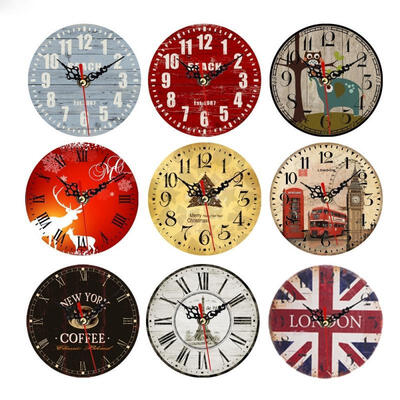 

Small Vintage Rustic Wooden Wall Clock Kitchen Antique Shabby Chic Retro Home