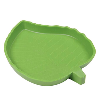 

Green Leaf Shape Reptile Feeder Tortoise Lizard Gecko Snake Chameleon Food Water Dish Bowl