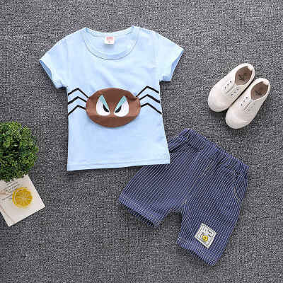 

Summer Baby Clothes for Boys Girls Short Sleeve Cartoon Print T-shirt TopsStriped Shorts Casual Clothes Sets