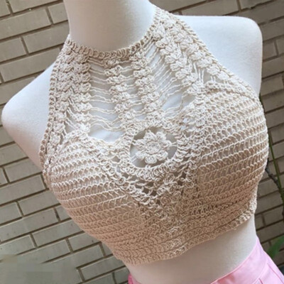 

Vintage Crochet Crop Top Beachwear Sexy Hot Hollow Out Bralette Knitting Handmade Tops Fitness Cropped