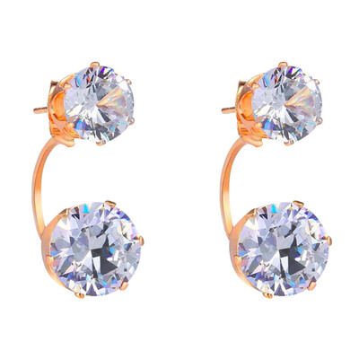 

Boho Vintage Double Side Crystal Stud Earrings For Women Fashion Gold Color Ball Party Wedding Jewelry