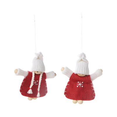 

Knitted Wooden Doll Christmas Pendants Decorative Hanging Ornaments Festive Season Indoor Party Favor 2pcs MC