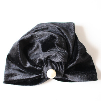 

Baby Girls Cap Solid Fitted Baby Hat With knotted pearl For Kids Newborn Girl