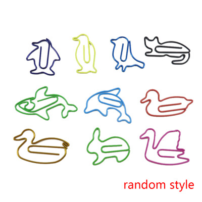 

10pcs Cute Animal Shape Paper Clips Metal Bookmarks Dispensers Office Accessory Pattern Random