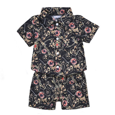 

Summer Children Baby Boys Casual Short Sleeve Floral Print T-shirt TopsShorts Costume Set