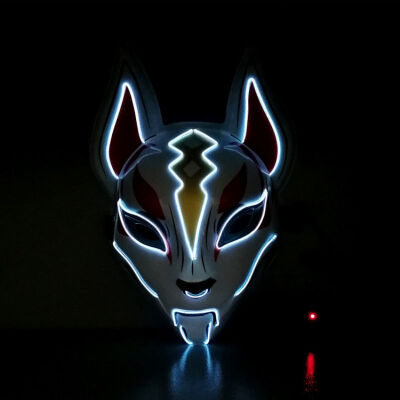 

Fox Face Mask Creative Halloween Glowing Mask Masquerade Bar Party Performance Fearsome Night Light Mask