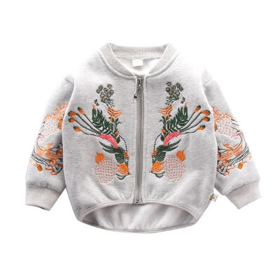 

Baby coat Newborn Baby Coat girls Baby Autumn Coat With Thick Fleece Cardigan Embroidered Flower Jackets For Girls